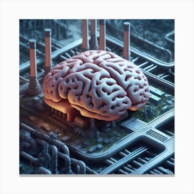 Brain On A Computer 9 Canvas Print