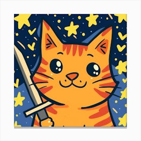 Cat With Sword Canvas Print