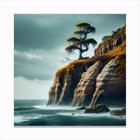 Lone Tree On Cliff 1 Canvas Print