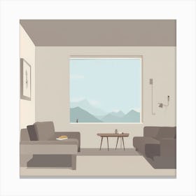 Minimalistic Living Room illustration, 1244 Canvas Print