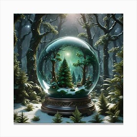 Snow Globe in Snowy Forest Canvas Print