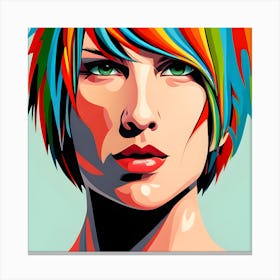 Portrait Of A Woman With Colorful Hair 1 Canvas Print
