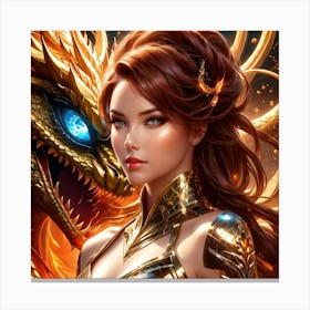 Girl In A Dragon Costume opn Canvas Print