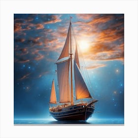 Sailboat In The Sea Canvas Print