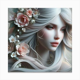 White Girl With Flowers Canvas Print