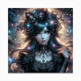 Girl In Space 3 Canvas Print
