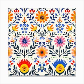 Mexican Seamless Floral Pattern Canvas Print