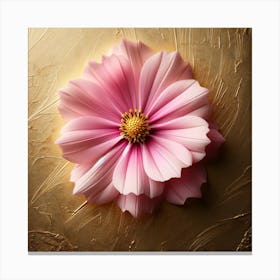 Pink Flower On Gold Background Canvas Print