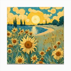 Sunflowers At Sunset Canvas Print