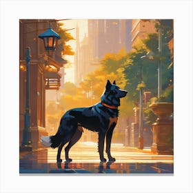 Dog In The City Canvas Print