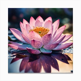 Pointillist on metal "Flower of Lotus" 5 Canvas Print