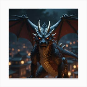 Dragon In The Night Canvas Print