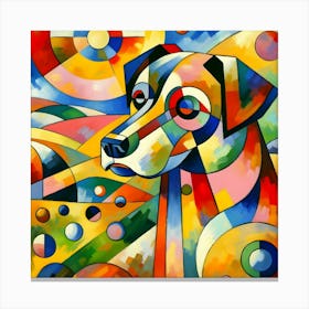 Dog With Colorful Circles Canvas Print