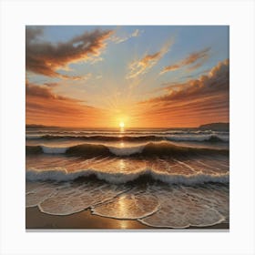 Sunset On The Beach Paintings Art Print 2 Canvas Print