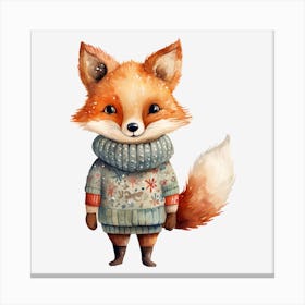 Fox In Sweater 2 Canvas Print