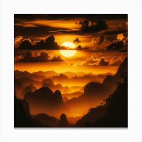 Sunset Over Mountains Canvas Print