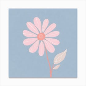 A White And Pink Flower In Minimalist Style Square Composition 513 Canvas Print