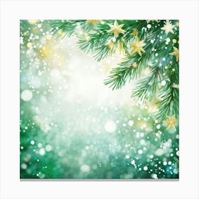 Abstract Concept Of Christmas Using Evergreen Branches As Main Subject Covered In Fine Glittering S (3) Canvas Print