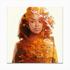 Firefly Elegant Black Woman In Autumnal Double Exposure Collage 32030 Canvas Print