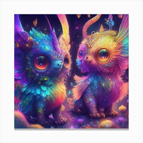 Two Colorful Unicorns Canvas Print