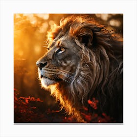 Lion In The Forest Canvas Print