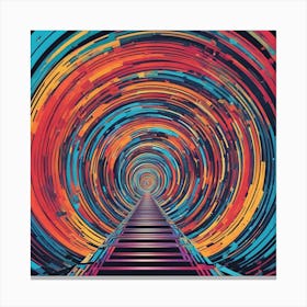 Eye Is Walking Down A Long Path, In The Style Of Bold And Colorful Graphic Design, David , Rainbowco (5) Canvas Print