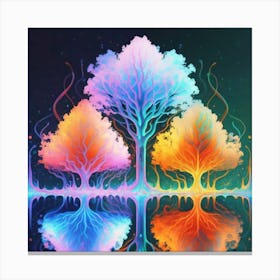 Three Colorful Trees in neon colors Canvas Print