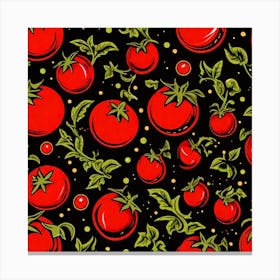 Red Tomatoes On Black Background 7 Canvas Print