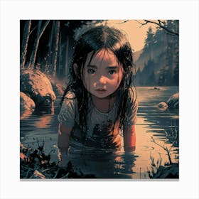 Little Girl In The Water Canvas Print