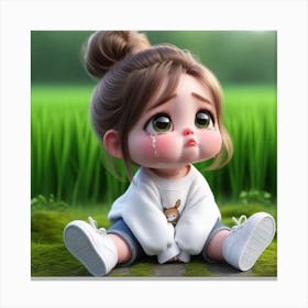 Sad Baby Girl Canvas Print