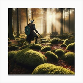 Viking In The Forest Canvas Print