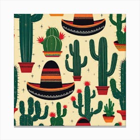 Mexican Cactus Pattern 6 Canvas Print