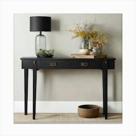 Black Console Table With Turnwood Legs 1 Canvas Print