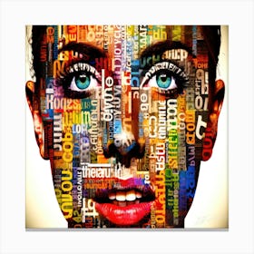 Written On My Face - Woman'S Face Made Of Words Canvas Print