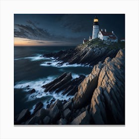 Lighthouse At Dusk Canvas Print