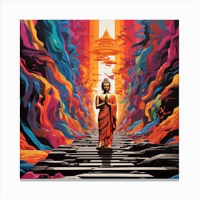 Dreamshaper V7 Lord Buddha Is Walking Down A Long Path In The 0 Canvas Print