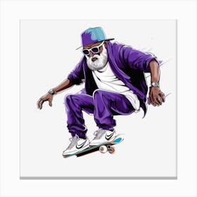 Old Man Skateboarding 3 Canvas Print