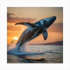 Humpback Whale Jumping Out Of The Water 7 Canvas Print