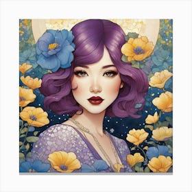 Girl With Purple Hair 3 Canvas Print