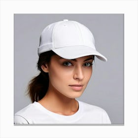 Woman Wearing A White Baseball Cap Canvas Print