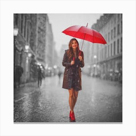 Woman In The Rain Canvas Print