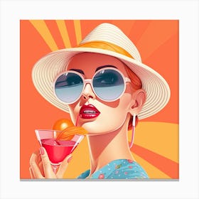 Girl With A Cocktail Canvas Print