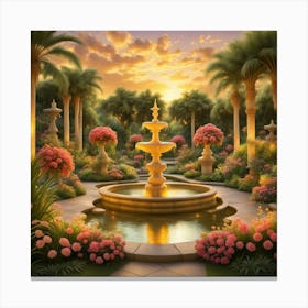 Sunset In The Garden Canvas Print