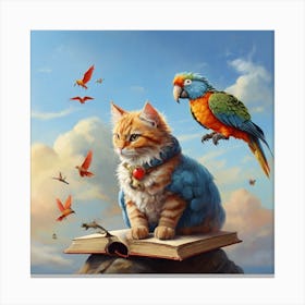 Cat And Parrot Canvas Print