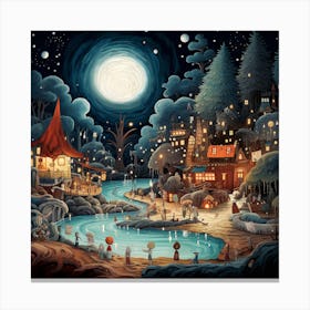 Night In The Village Canvas Print