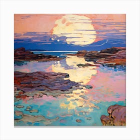 Full Moon Over The Ocean Canvas Print