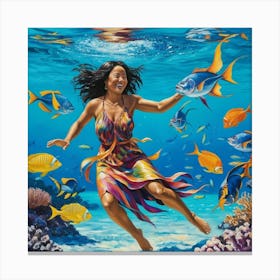 Create Sea And Fish And People (1) Canvas Print