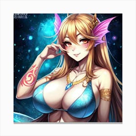 Sexy anime mermaid 02 Canvas Print