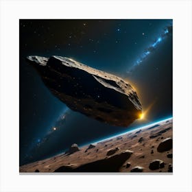 Yellow blue alien artifical asteroid floating in space 13 Canvas Print