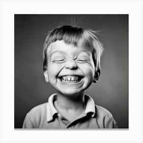 Portrait Of A Boy Laughing Canvas Print